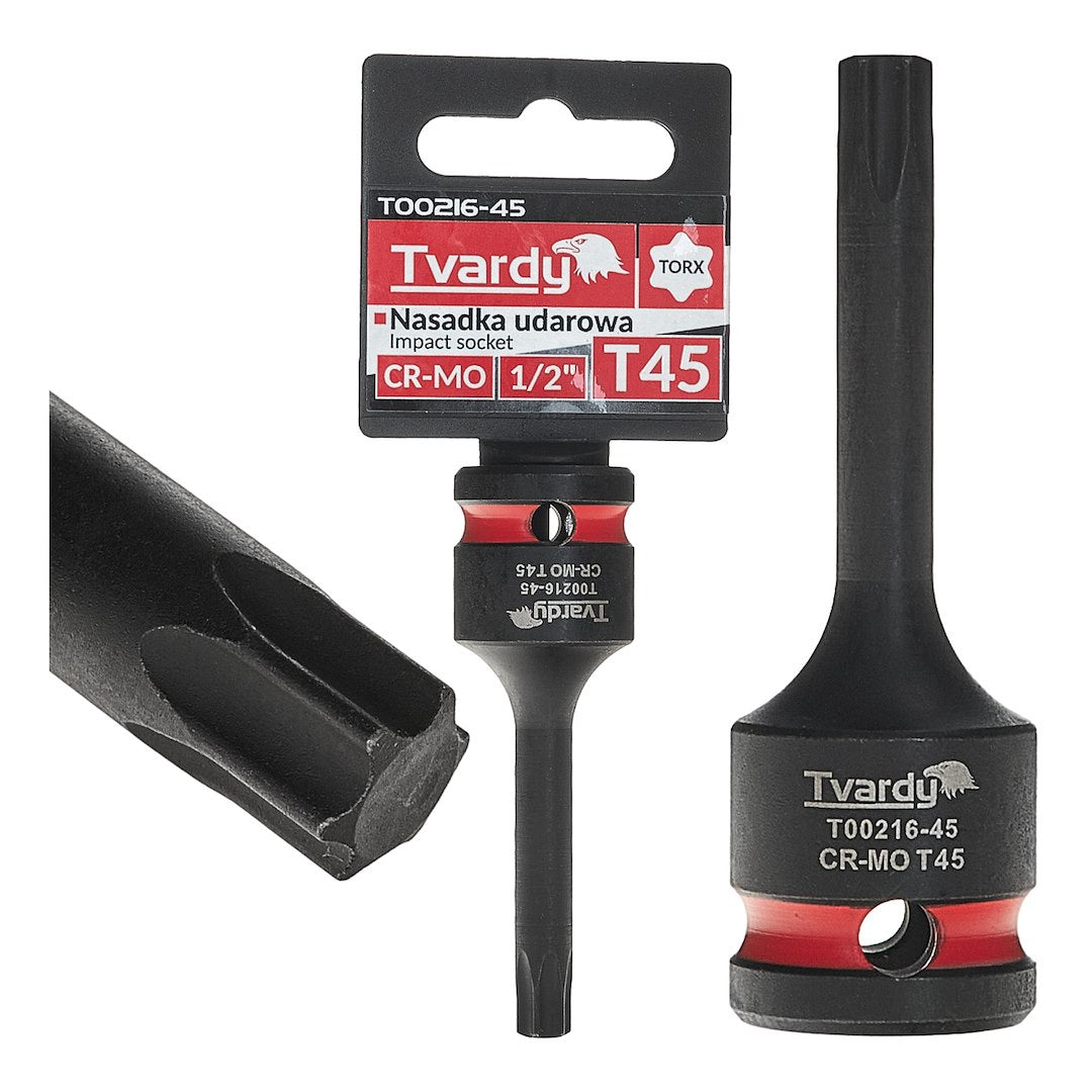Cheie tubulara de impact TORX 1 / 2", T45, Cr-Mo, Tvardy T00216-45