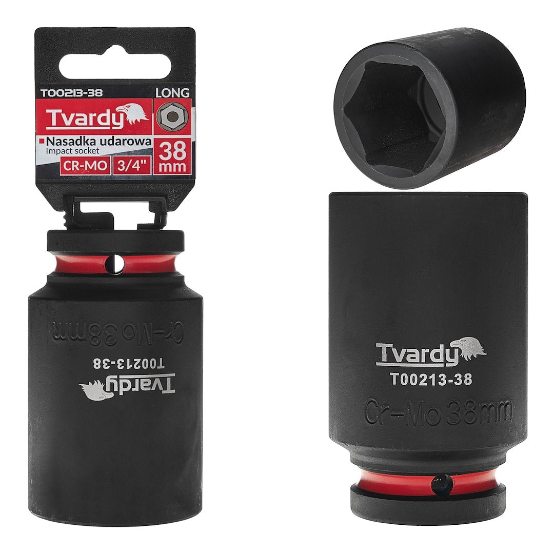 Cheie tubulara de impact in 6 puncte 3 / 4", 38 mm, Cr-Mo, Tvardy T00213-38