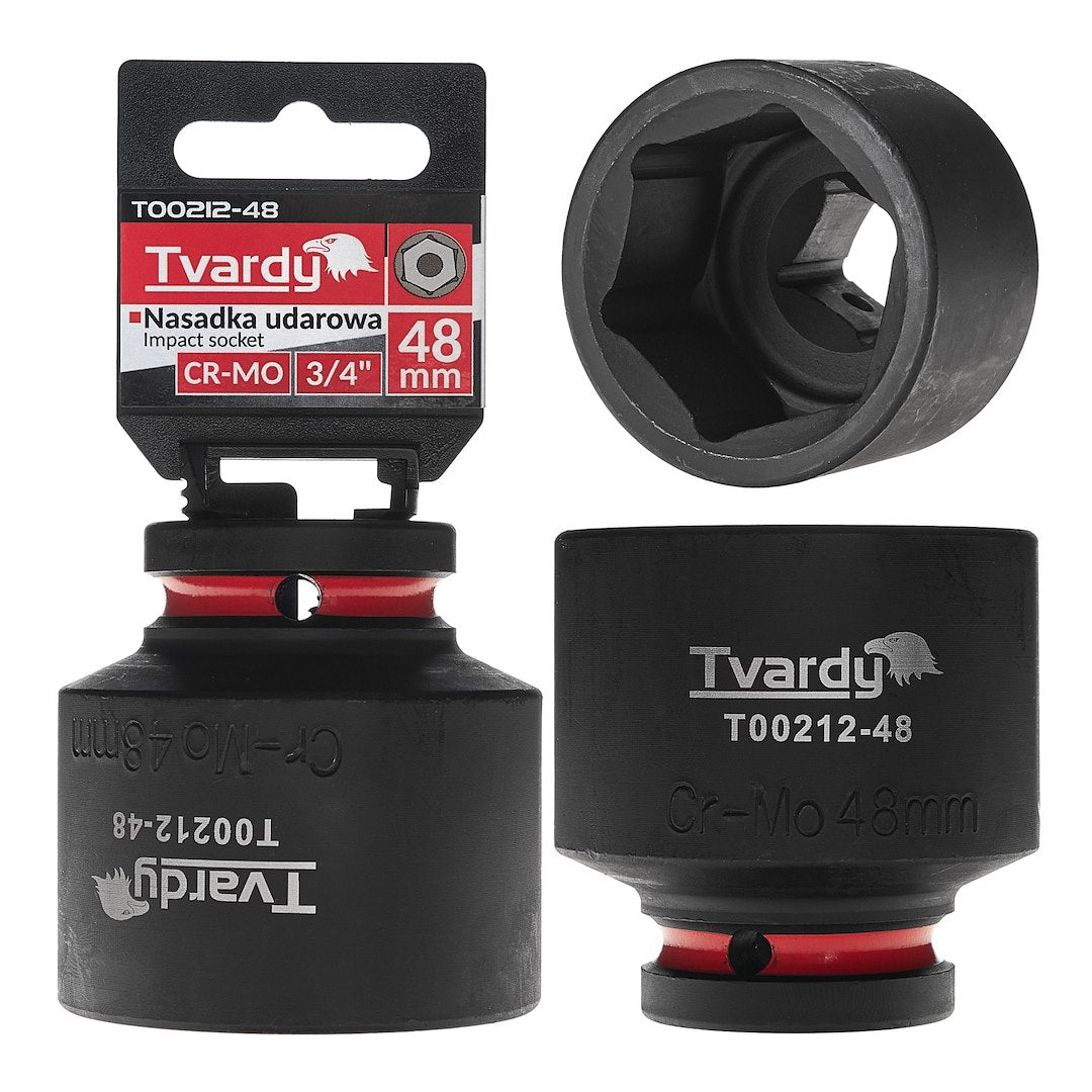 Cheie tubulara de impact in 6 puncte 3 / 4", 48 mm, Cr-Mo, Tvardy T00212-48