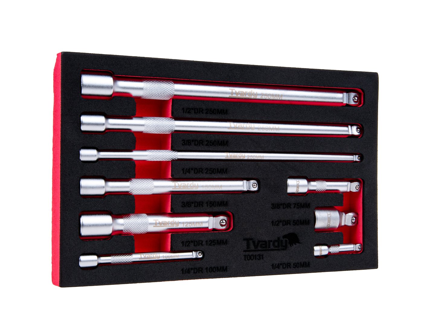 Set adaptoare chei tubulare, 1 / 4", 3 / 8", 1 / 2", Cr-V, 9 elemente, Tvardy T00131