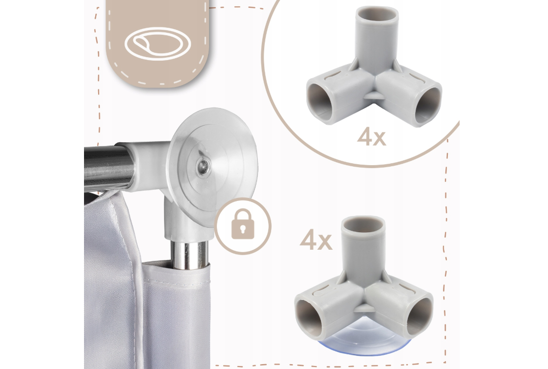 Tarc de joaca pentru copii cu buzunar din plasa Kivo, 120 x 120 cm, gri, MalPlay 113160