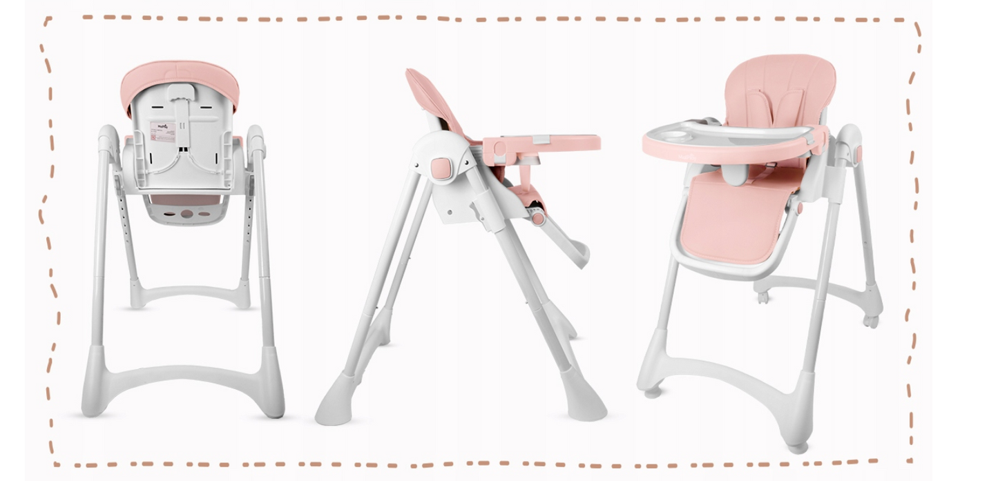 Scaun cu inaltime reglabila pliabil pentru bebelusi cu tava reglabila si roti Deli, 49 x 41 x 31 cm, MalPlay 113586