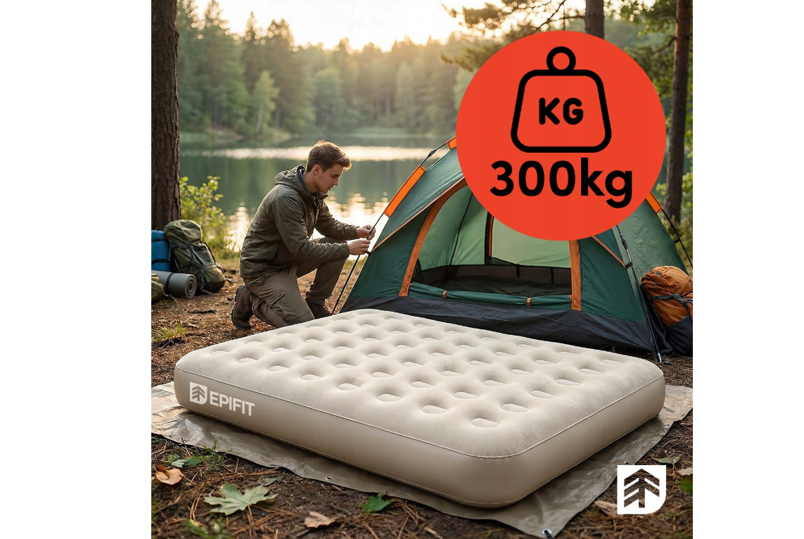 Saltea gonflabila dubla cu pompa electrica pentru umflat Epifit, capacitate maxima 300 kg, MalTec 114246
