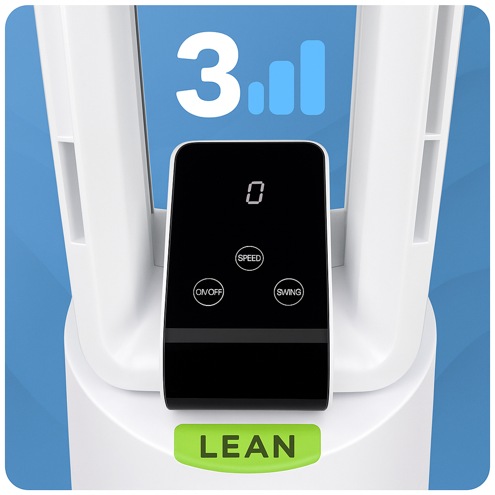 Ventilator de podea fara lame cu temporizator, afisaj LCD, telecomanda, Lean 26652