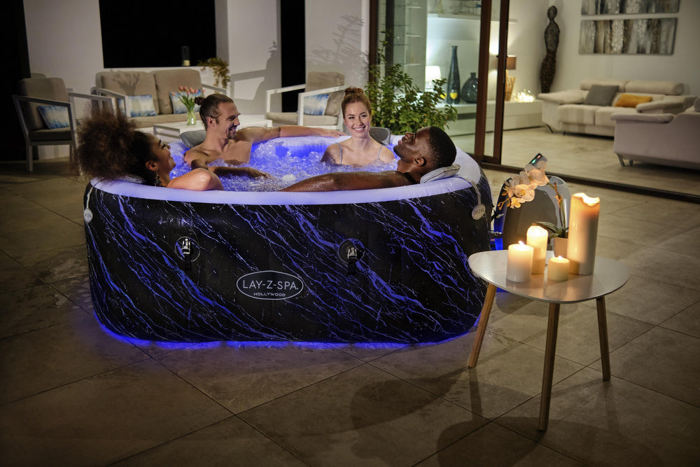 Jacuzzi gonflabil cu hidromasaj LAY-Z-SPA pentru 6 persoane, aspect de marmura Marquinia, 180 x 180 x 66 cm, Bestway 21178