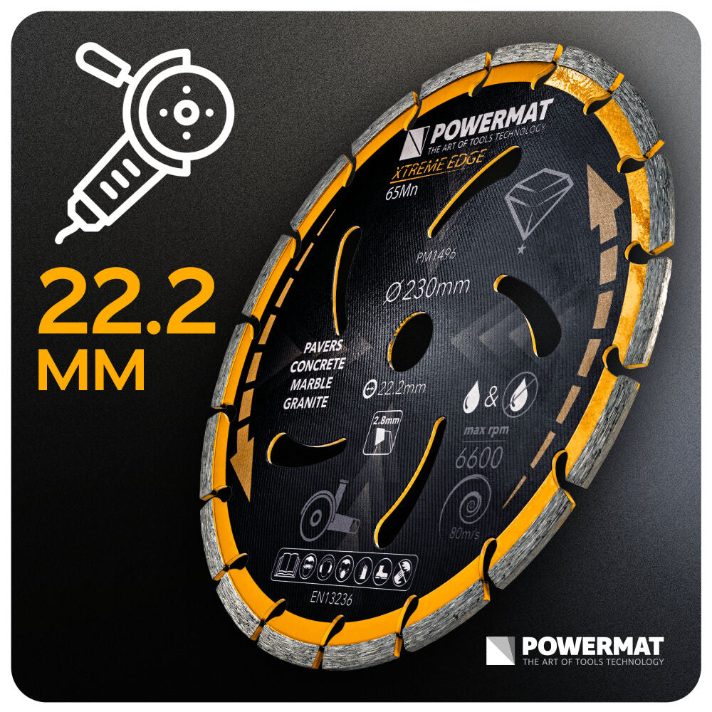 Disc diamantat segmentat PM-TDCS-2302T, 230 mm, Powermat PM1496