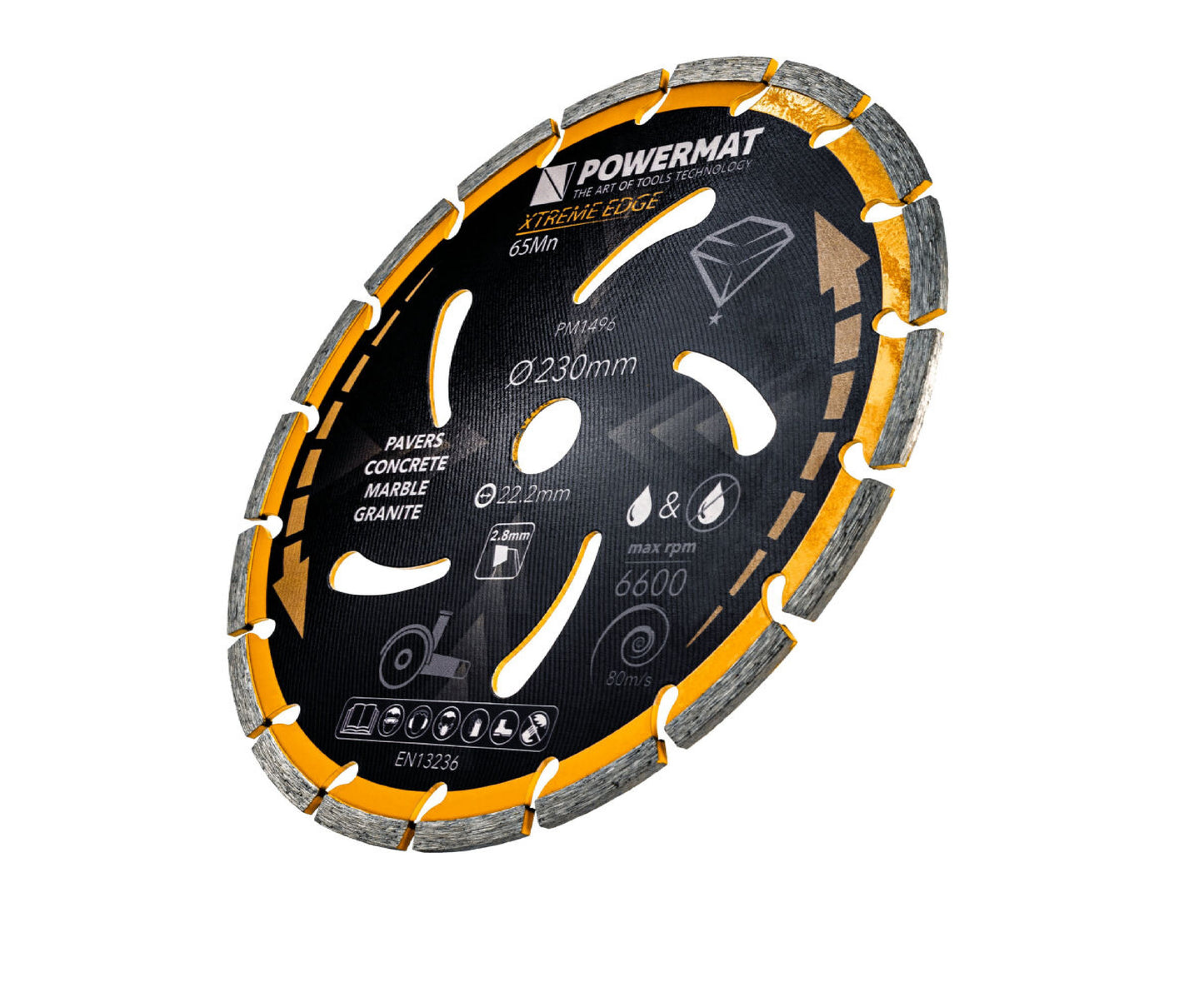 Disc diamantat segmentat PM-TDCS-2302T, 230 mm, Powermat PM1496