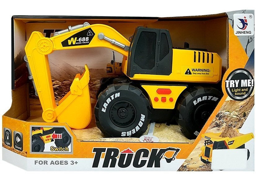 Excavator cu sunete si lumini 24 x 16 x 14 cm, galben / negru, Lean 5645