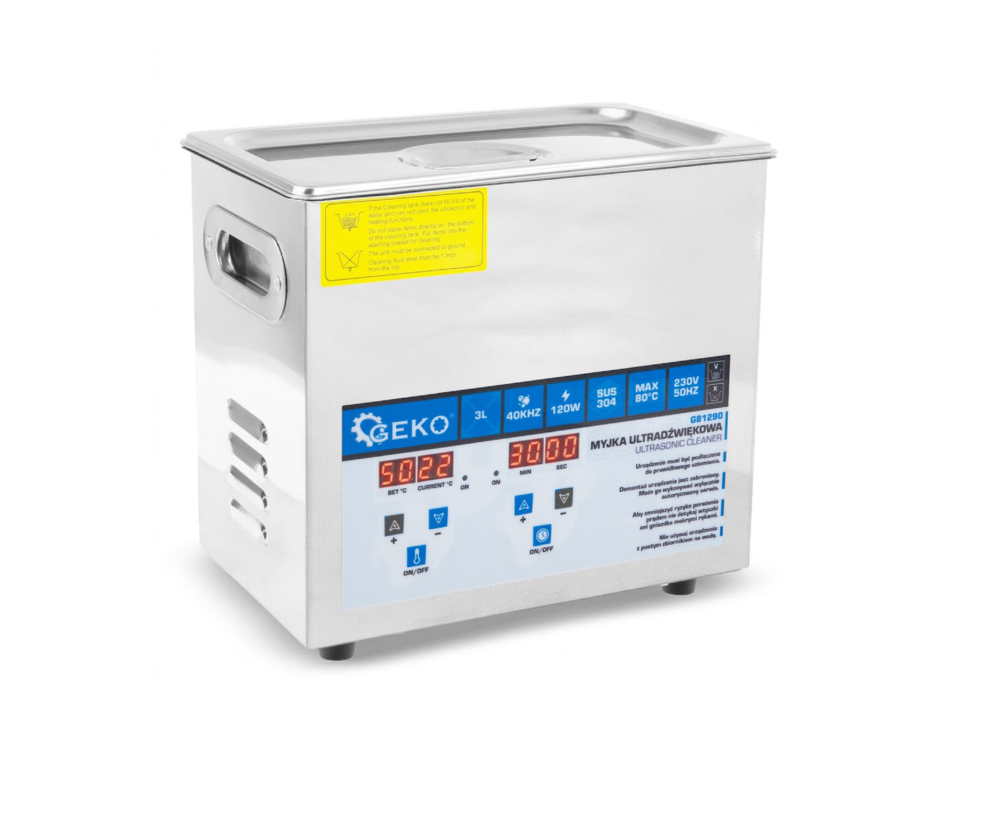 Aparat de curatare cu ultrasunete, 120 W, capacitate 3 l, Geko G81290