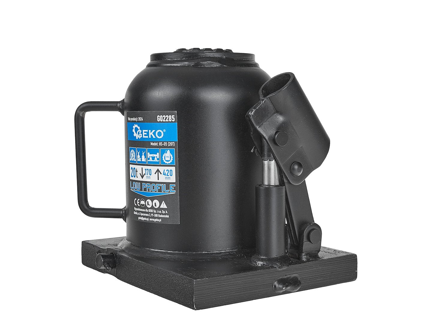 Cric hidraulic in doua trepte cu profil redus, 20 T, Geko G02285