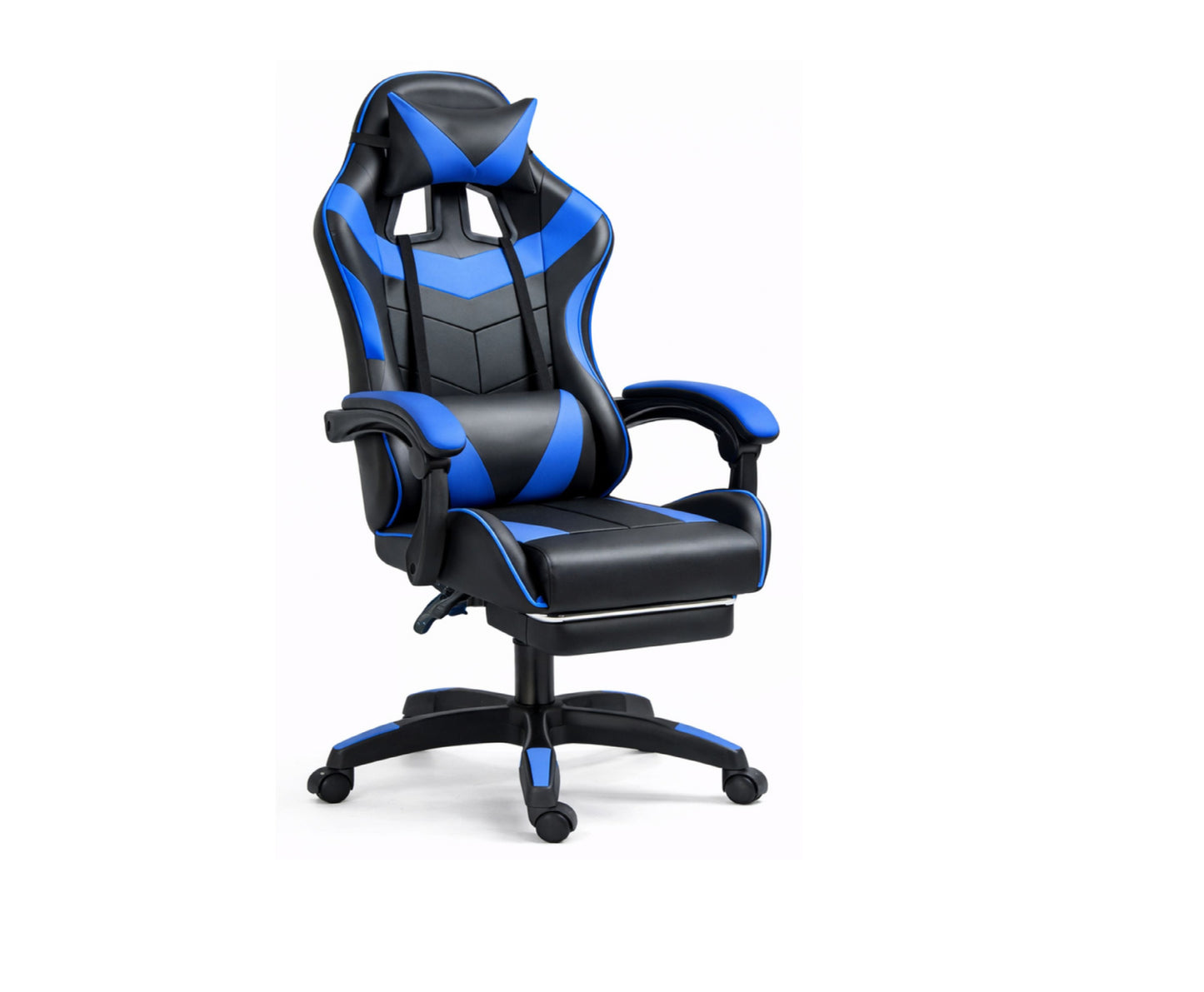 Scaun pentru gaming rotativ cu suport pentru picioare, negru / albastru, Lean 30555