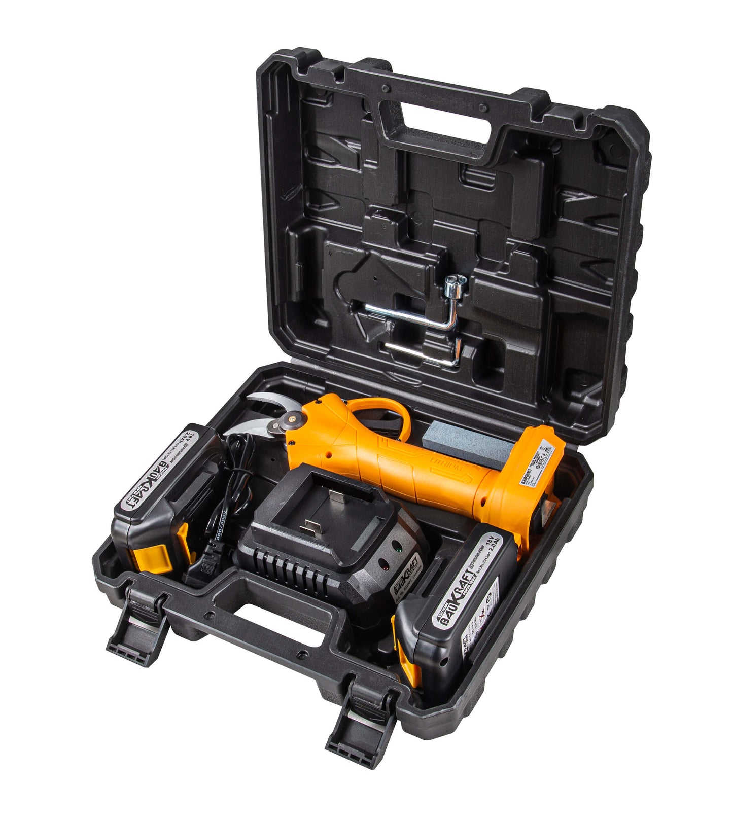 Foarfeca pentru vie cu motor fara perii cu acumulator BK-PSH03, 18 V, 2 x 2 Ah, Baukraft 050603