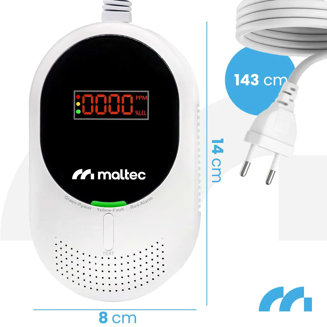 Detector 2 in 1 pentru CO2 si GPL SafeSensor5000, afisaj LCD, MalTec 113563