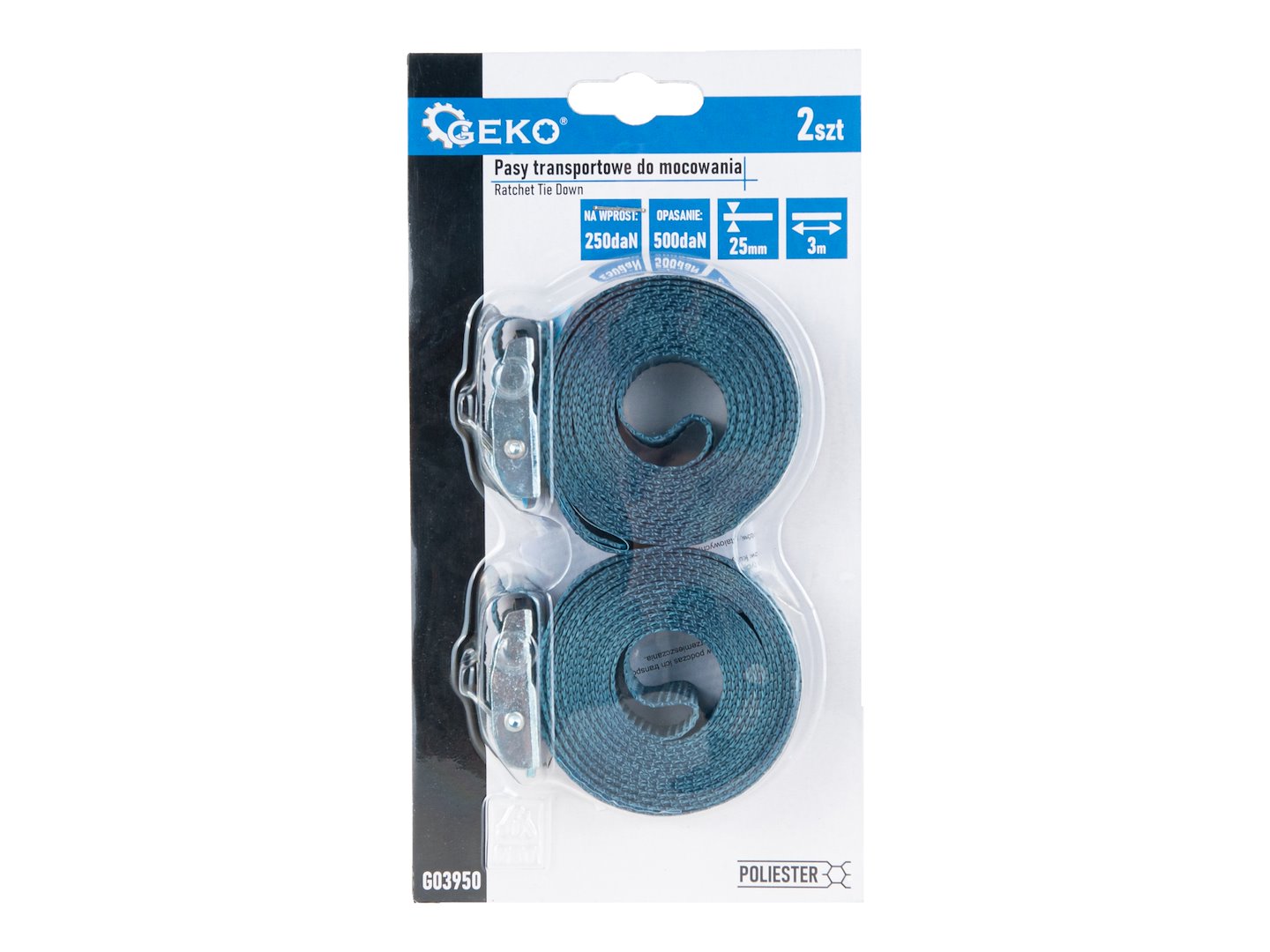 Set curele transport, 25 mm x 3 m, capacitate maxima 500 kg, Geko G03950