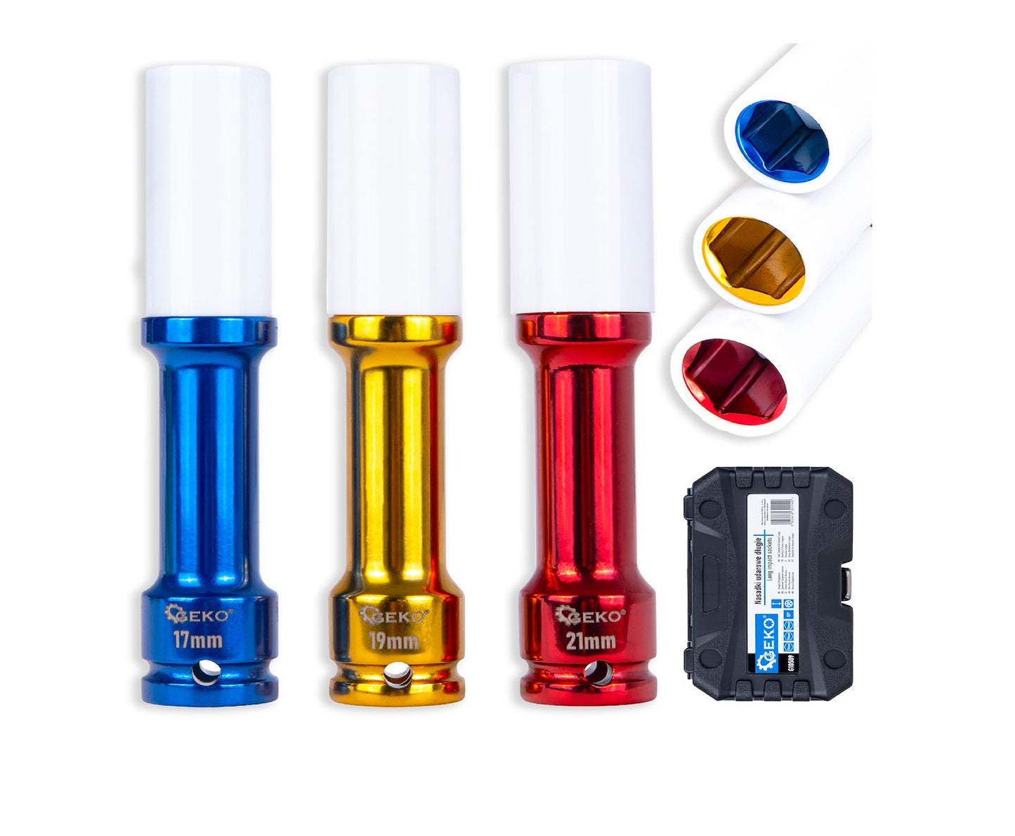 Set 3 chei tubulare de impact pentru jante, 17 mm, 19 mm, 21 mm, Geko G10509