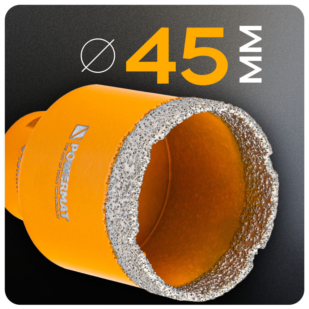 Carota diamantata pentru ceramica PM-DWK-45M14M, 45 mm, Powermat PM1575
