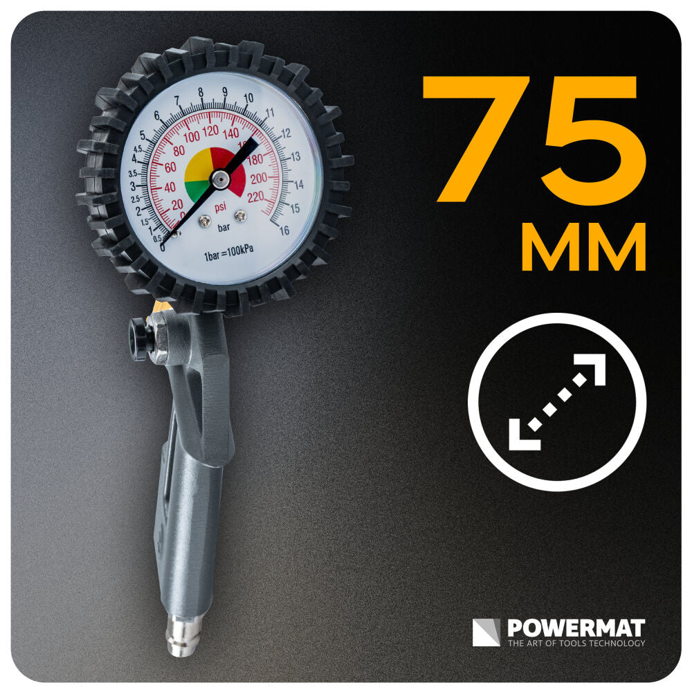 Manometru pentru pistol de umflare PM-PDPM-2T, 75 mm, Powermat PM1543