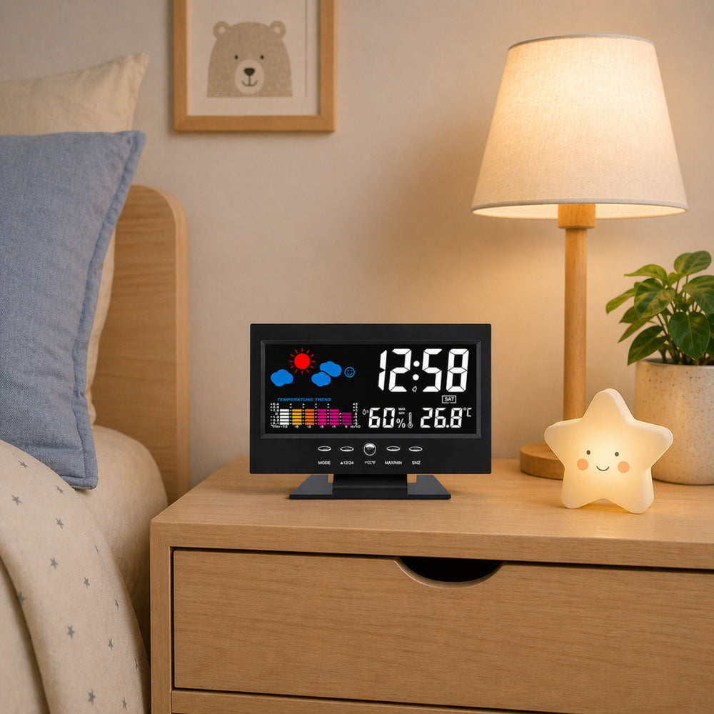 Ceas digital cu termometru de interior si higrometru, LED, Lean 31105
