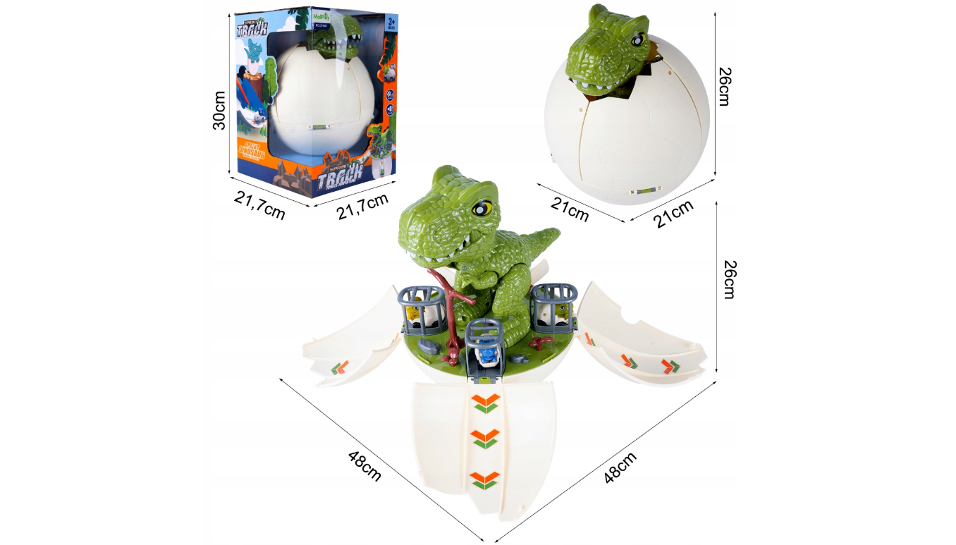 Jucarie interactiva dinozaur tip lansator cu pista 2 in 1, MalPlay 112433