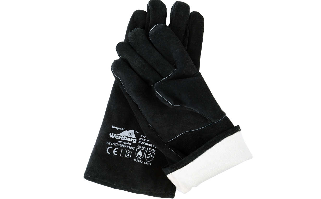 Manusi de sudura din piele Wertberg RSW Black - Marimea 10 (L/XL), protectie termica, piele bovina, Harder HD1774