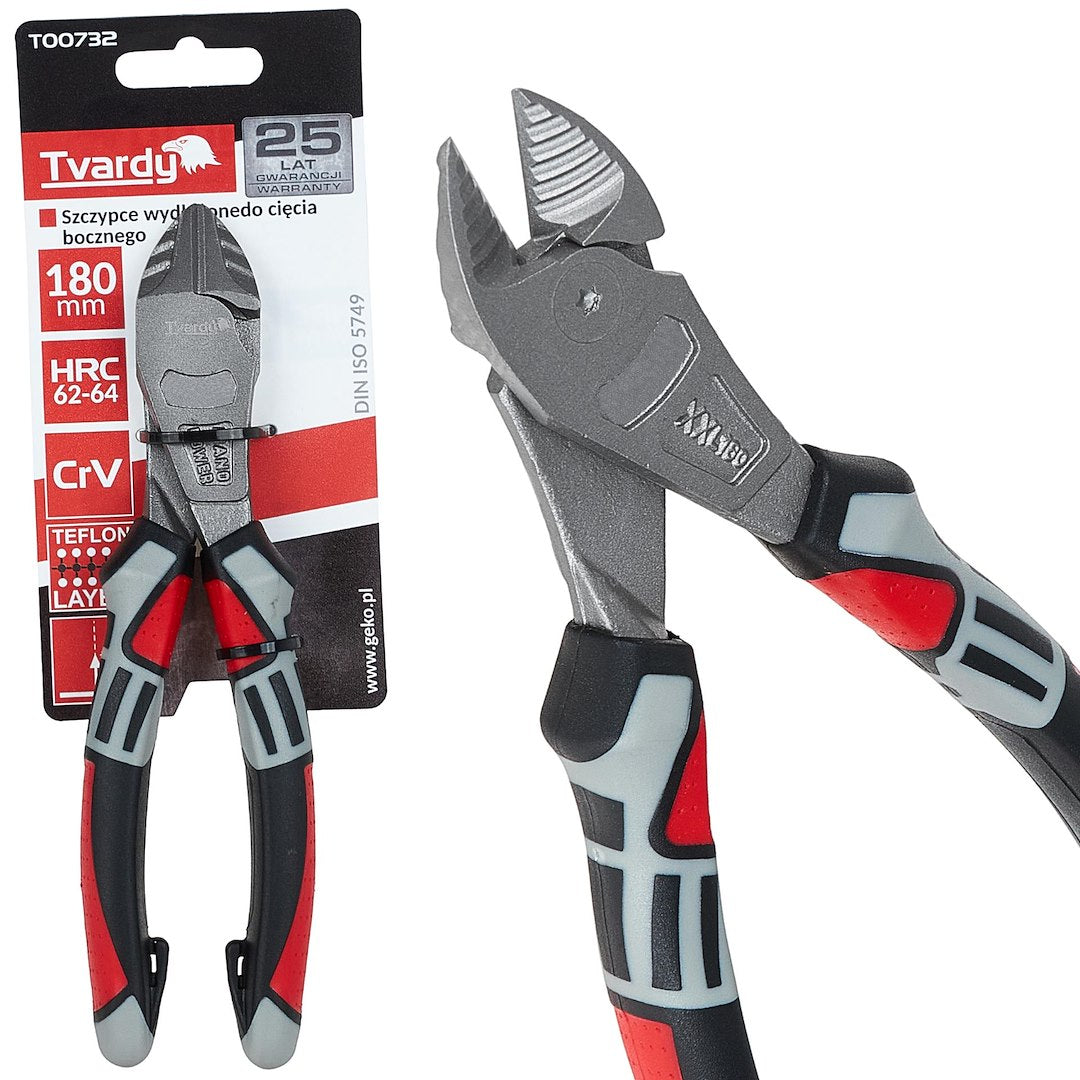 Cleste cu varf lung, taiere laterala,180 mm, Cr-V, Tvardy T00732