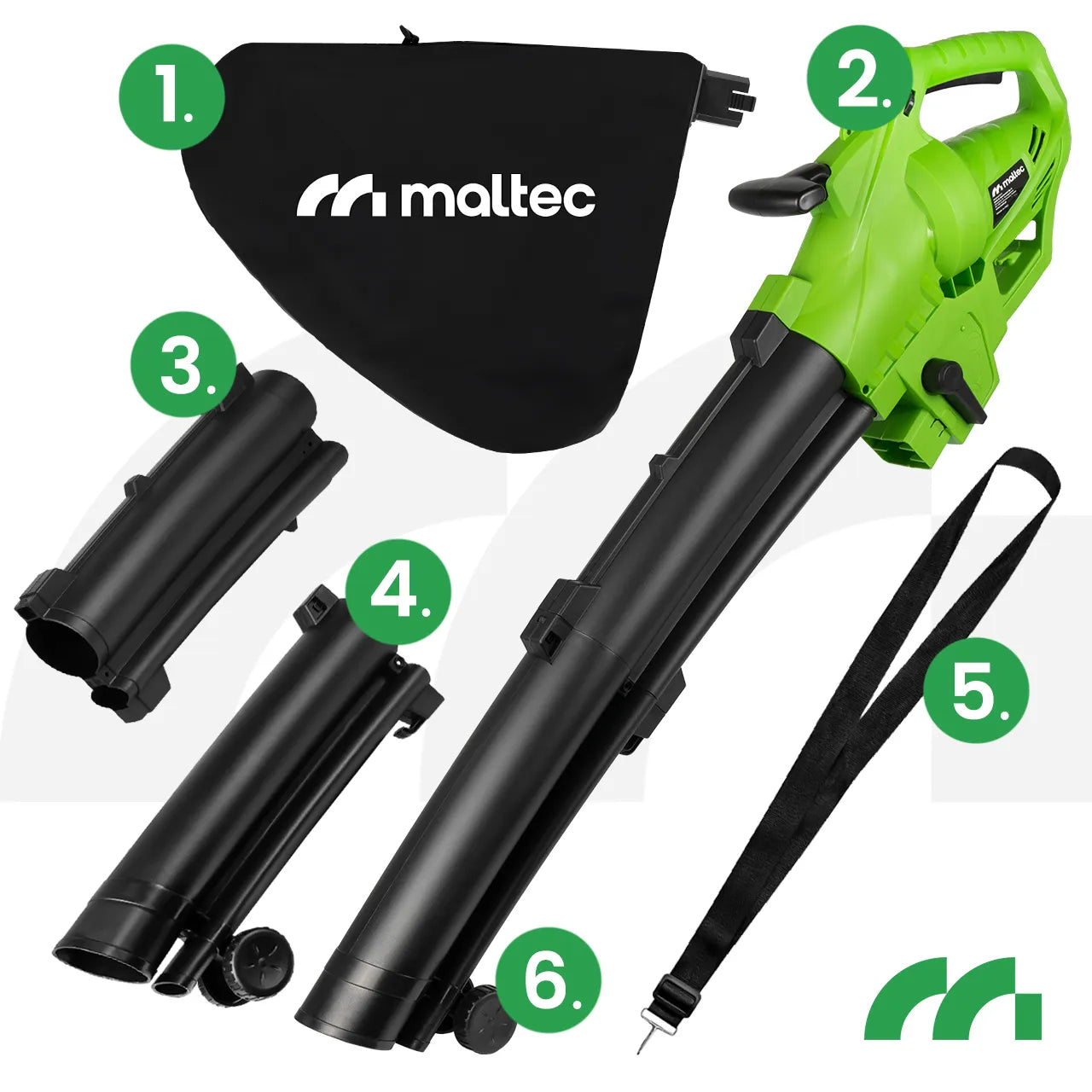 Suflanta de frunze electrica, functie de aspirator si tocator MasterBlow3500, 3500 W, MalTec 113560