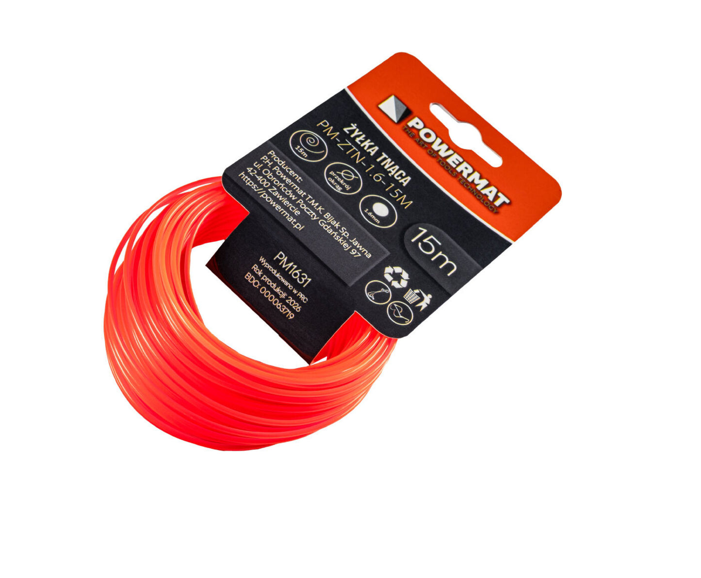 Fir rotund pentru motocoasa PM-ZTN-1.6-15M, 15 m, Powermat PM1631
