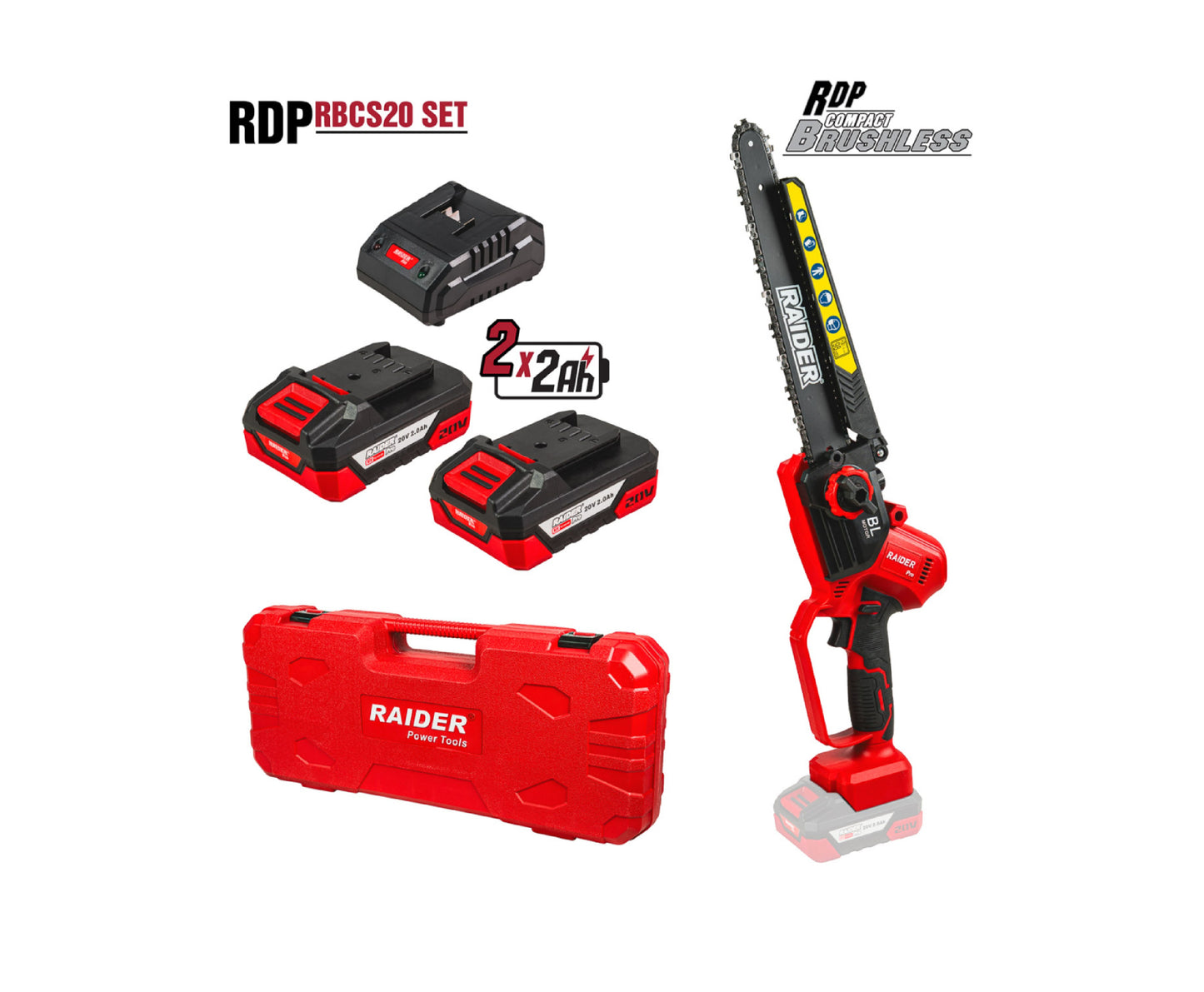 Fierastrau electric cu lant cu acumulator RDP-RBCS20, SDS 254mm 2x2Ah, Raider 141325