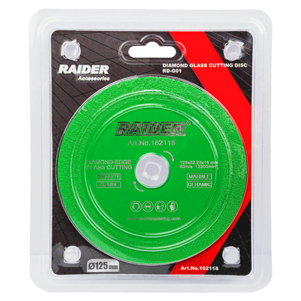 Disc diamantat pentru sticla, 125 x 22,23 x 15mm, Raider 162118