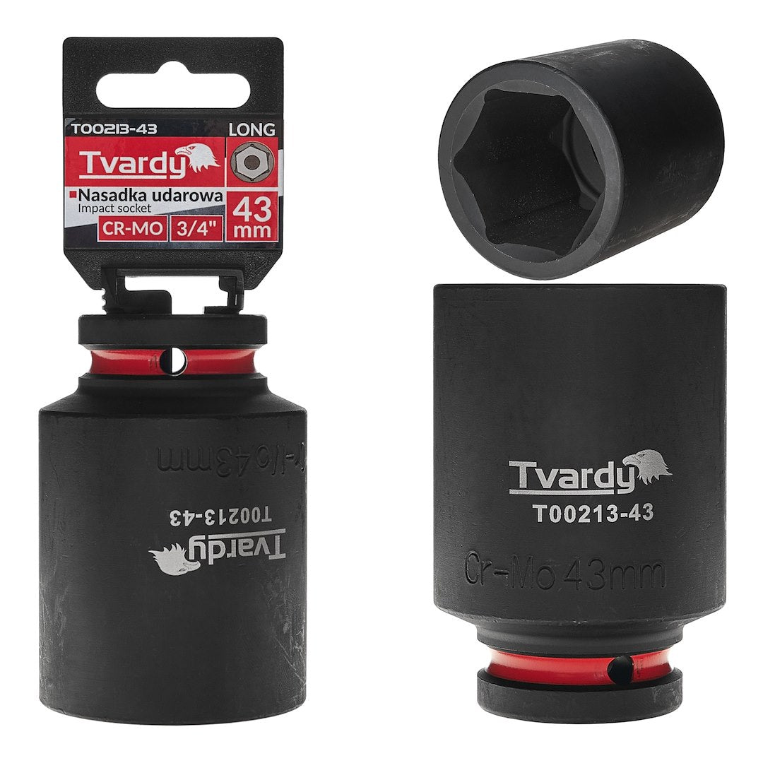 Cheie tubulara de impact in 6 puncte 3 / 4", 43 mm, Cr-Mo, Tvardy T00213-43