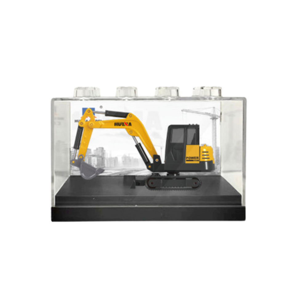 Figurina de colectie excavator pe senile, galben, 1:80, 8 x 4.5 x 3 cm, Lean 22732