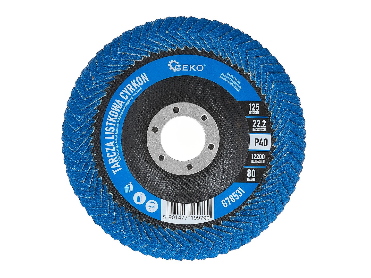 Disc lamelar Cyrkon pentru slefuire, 125 mm, P40, Geko G78531