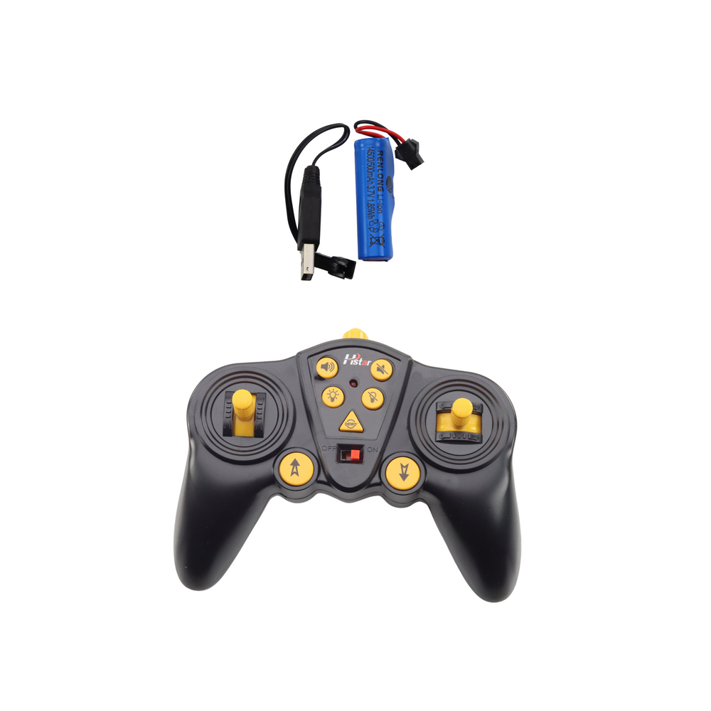 Excavator RC cu senile 6CH, 27MHz, alimentare USB, galben/negru, Lean 22699