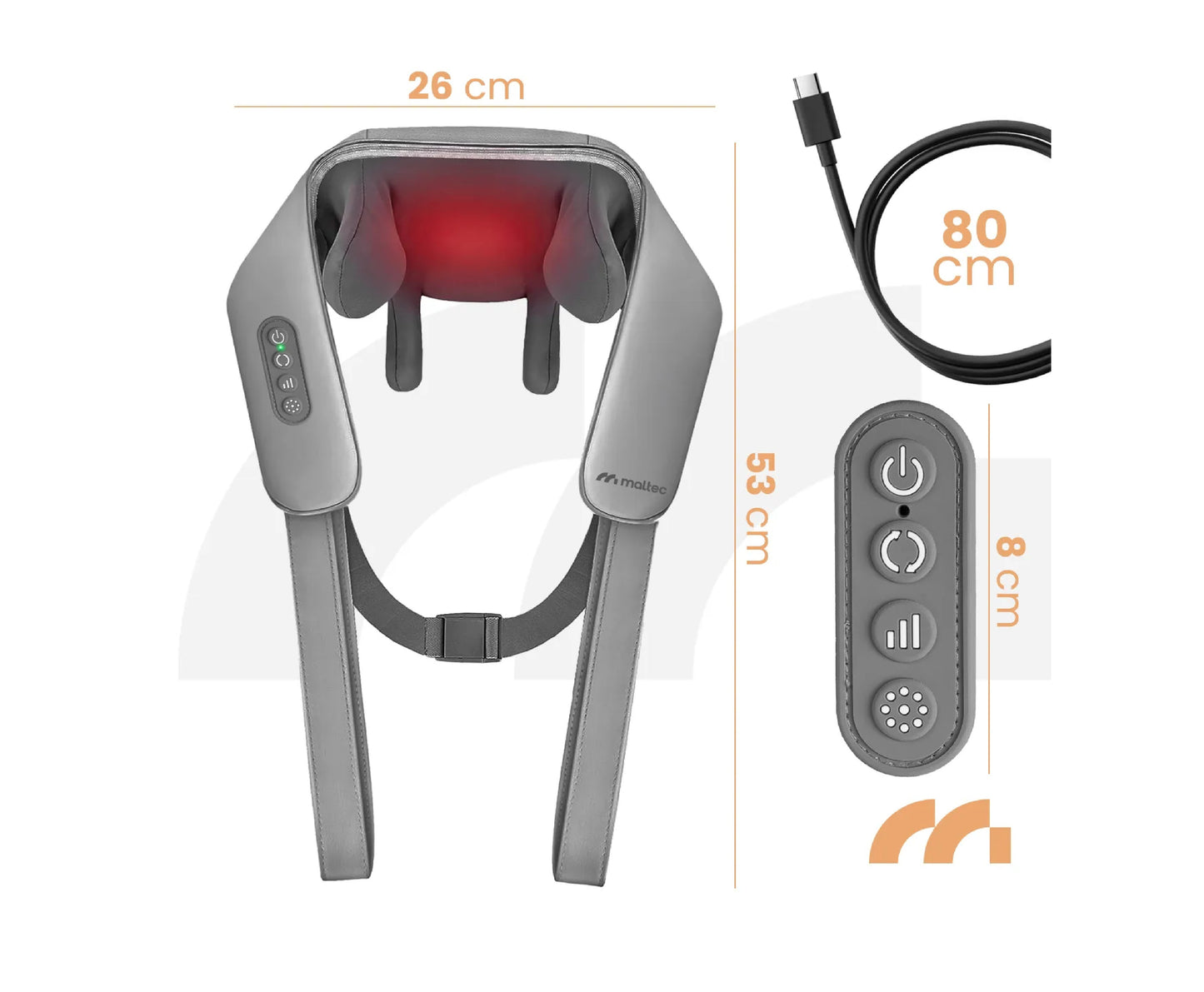 Aparat de masaj Shiatsu cu incalzire pentru gat si umeri PRO-Comfy25W , MalTec 113497