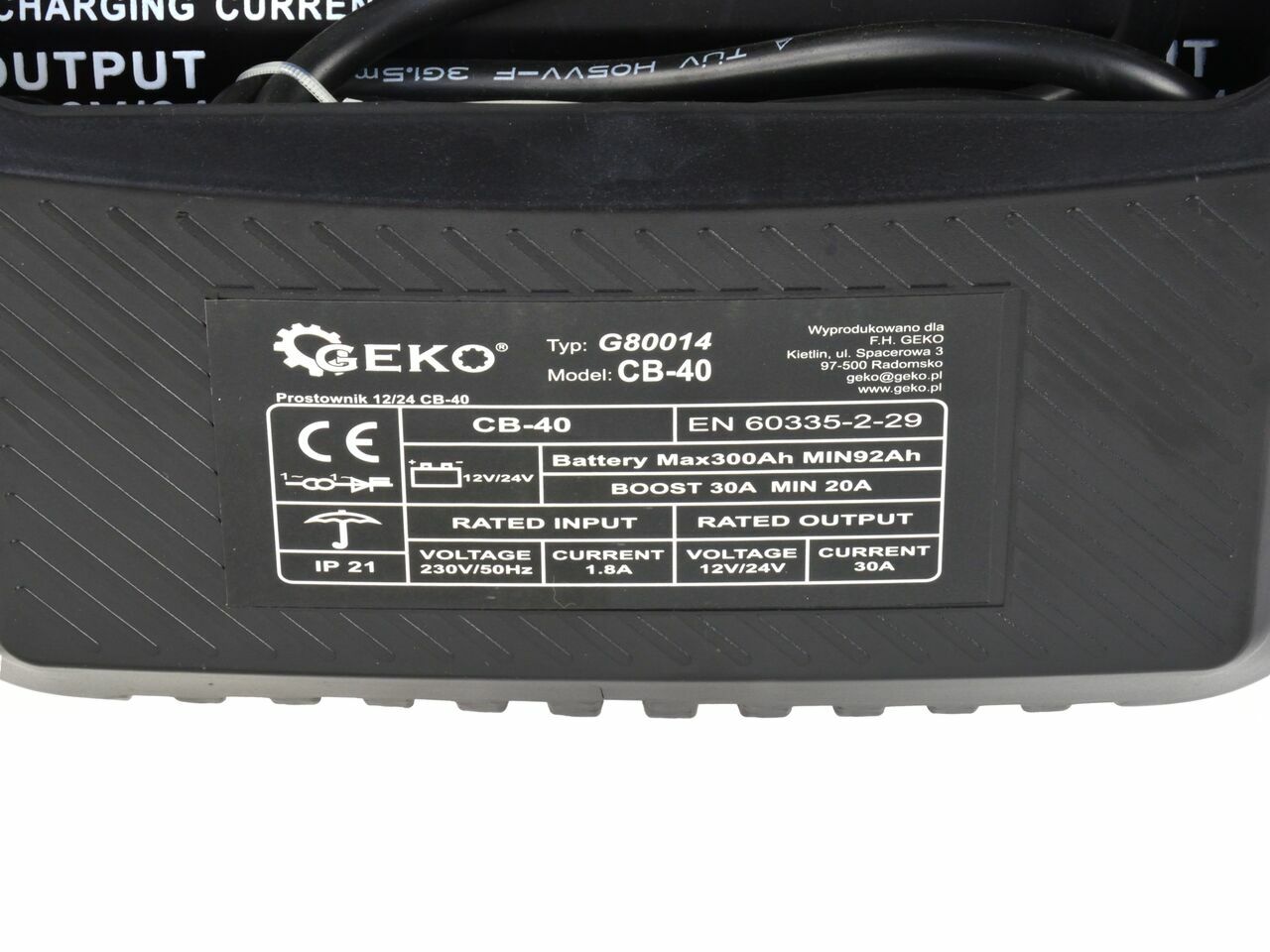 Redresor 12-24V, 92-300Ah, curent de incarcare 30A, Geko G80014