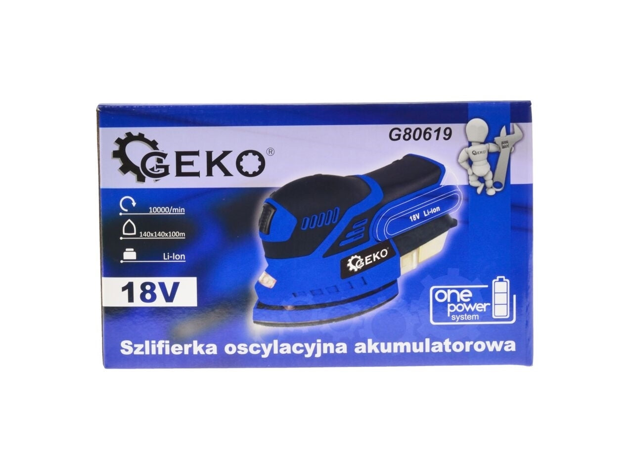 Slefuitor multifunctional cu acumulator Geko + acumulator Li-ion 18V 2.0 Ah + incarcator