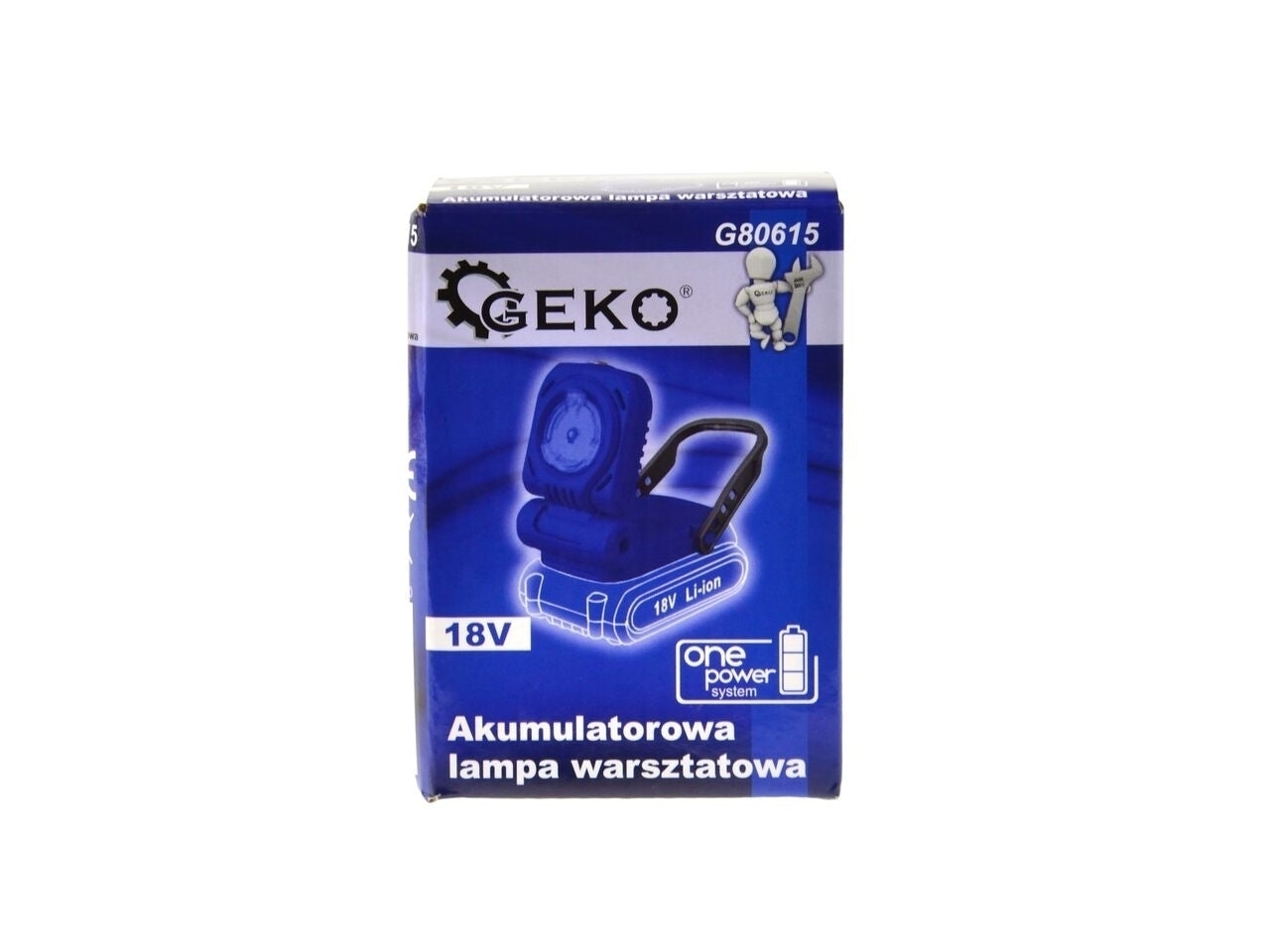Lanterna cu acumulator Geko + 2 acumulatori Li-ion 18V 2.0 Ah + incarcator