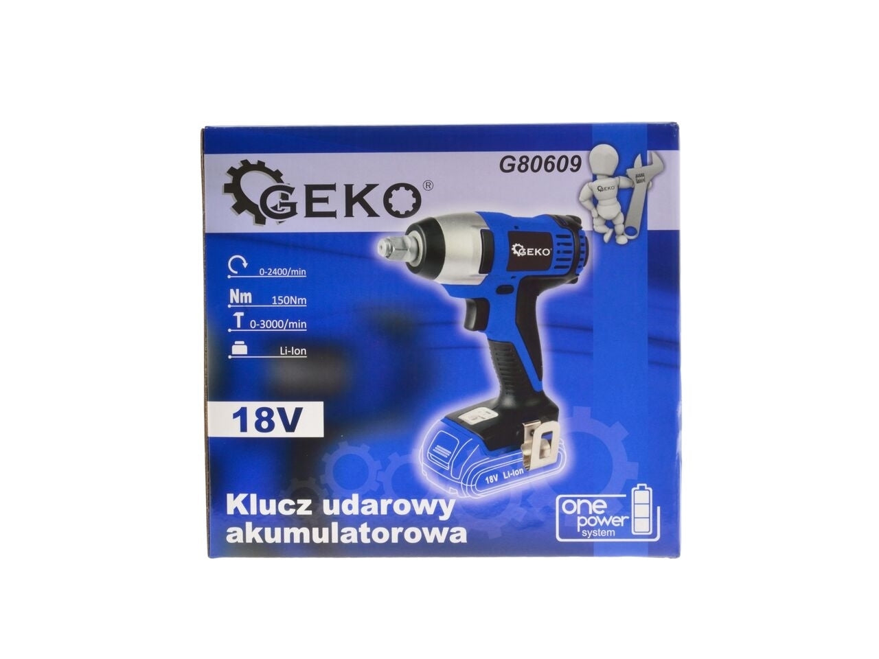 Pistol de impact cu acumulator de 18V 4.0 Ah Li-ion, 150 Nm + incarcator, Geko