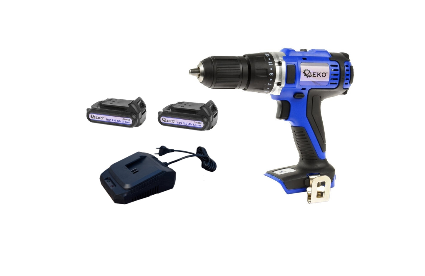 Autofiletanta / Surubelnita electrica Geko, 45 Nm, 13 mm + 2 acumulatori Li-ion 18V 2.0 Ah + incarcator