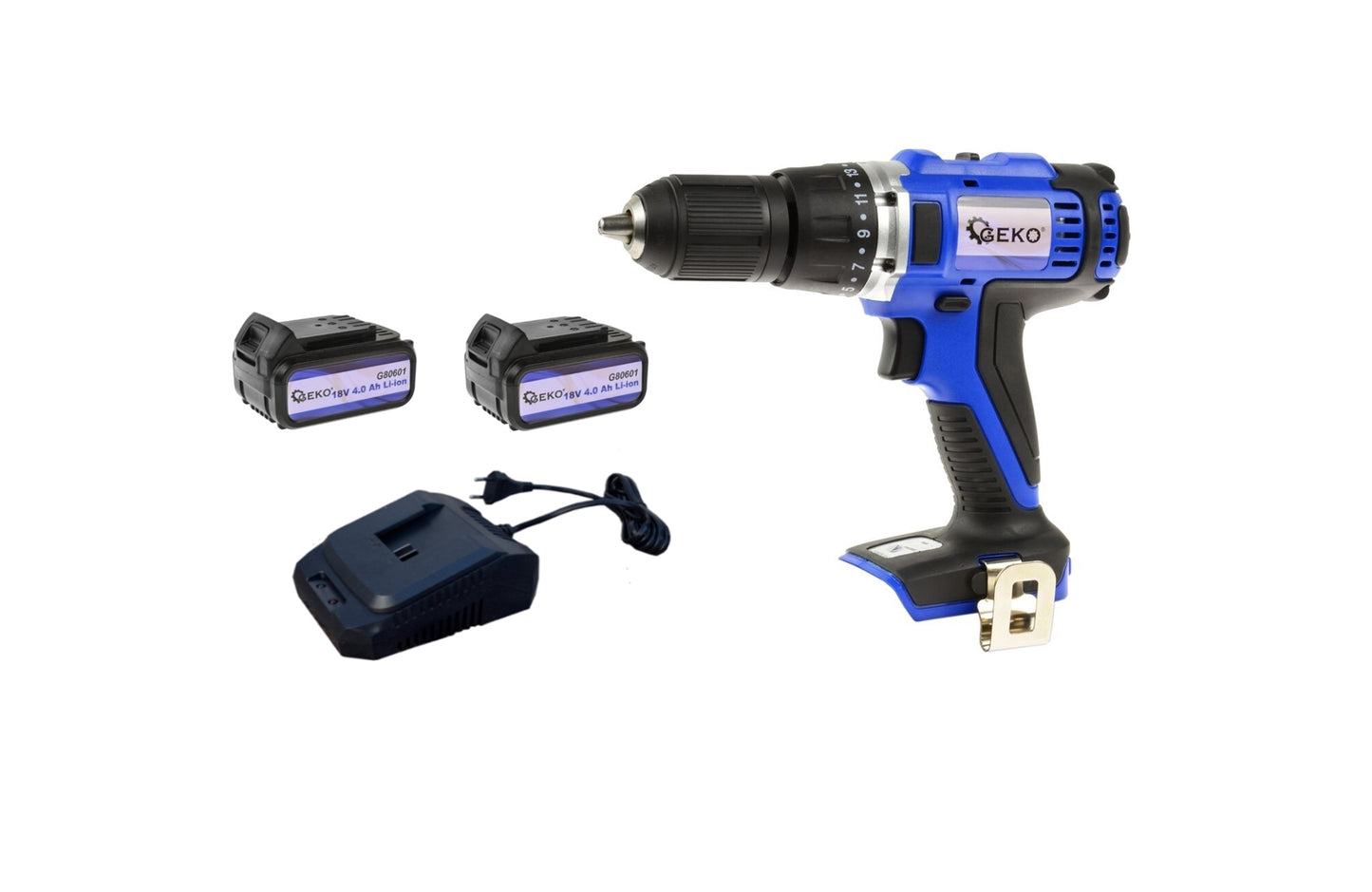 Autofiletanta / Surubelnita electrica Geko, 45 Nm, 13 mm + 2 acumulatori Li-ion 18V 4.0 Ah + incarcator