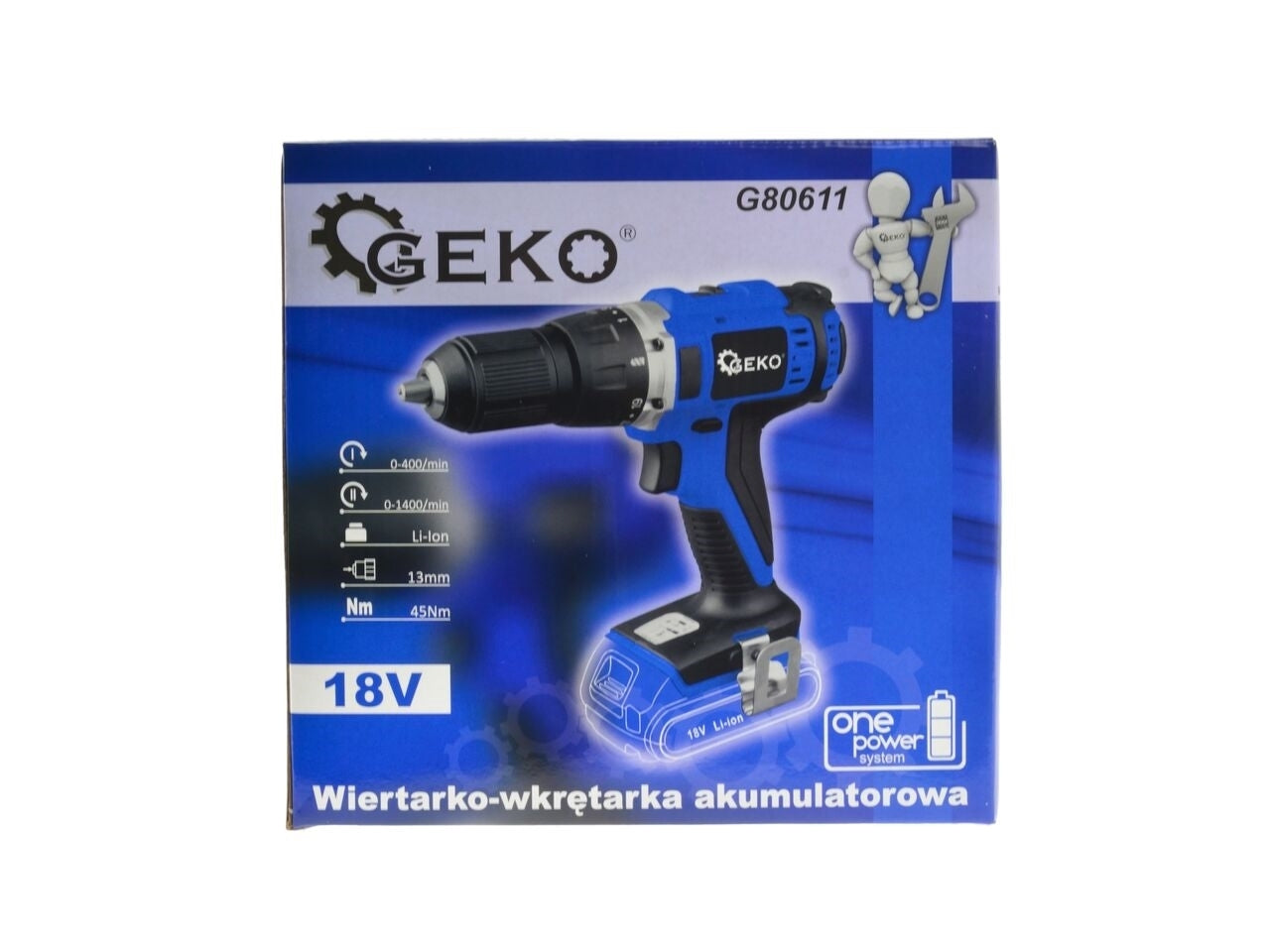 Autofiletanta / Surubelnita electrica Geko, 45 Nm, 13 mm + 2 acumulatori Li-ion 18V 4.0 Ah + incarcator