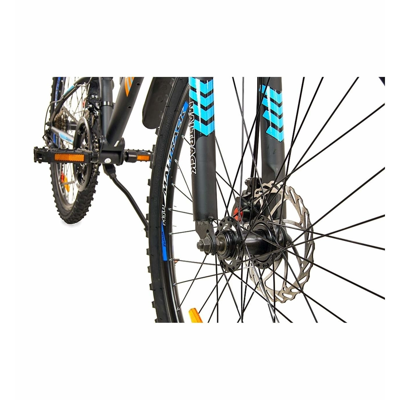 Bicicleta MTB MalTrack Target Blue cu 18 Viteze, Amortizor, Roti 26 Inch, Mountain Bike