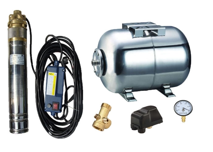 Kit complet sistem hidrofor, pompa submersibila APC SKM 200/50, rezervor de 50 litri din inox, presostat, racord 5 cai, manometru, 03031013/50I