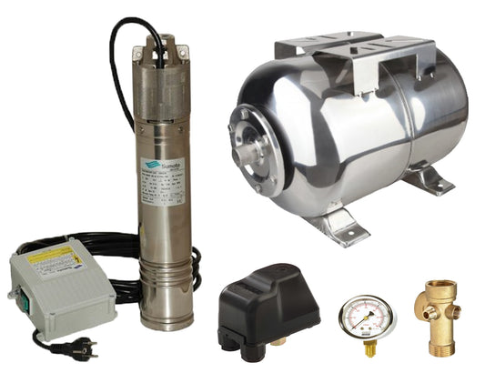 Kit complet sistem hidrofor, pompa submersibila SUMOTO ONKM150/50, rezervor de 50 litri din inox, presostat, racord 5 cai, manometru, SM0071/50I