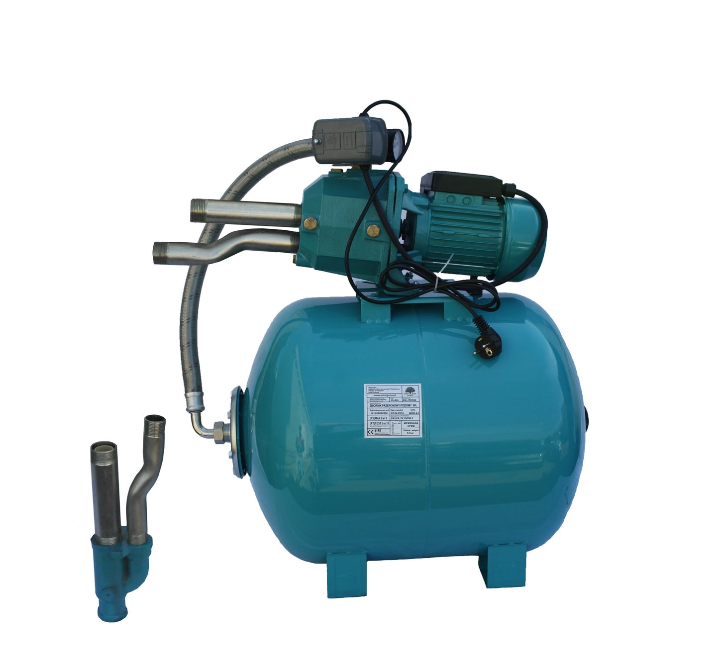 Hidrofor de mare adancime 23m cu ejector Omnigena DP355/80, rezervor 80 litri, 0.75 kW + set 4 stuturi filetate, OM5003/80+S