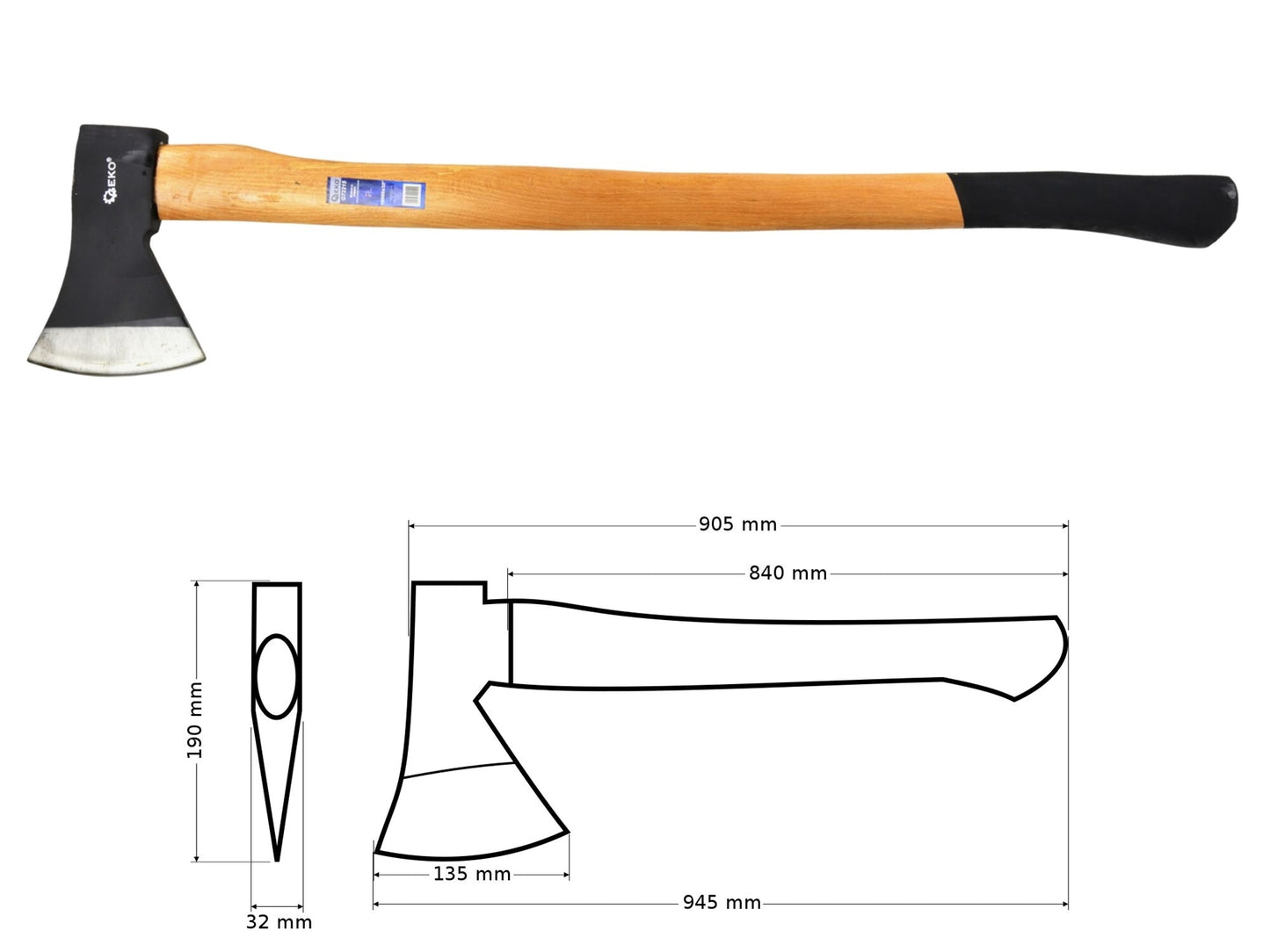 Topor cu coada de lemn 1600g, Geko Premium G72215