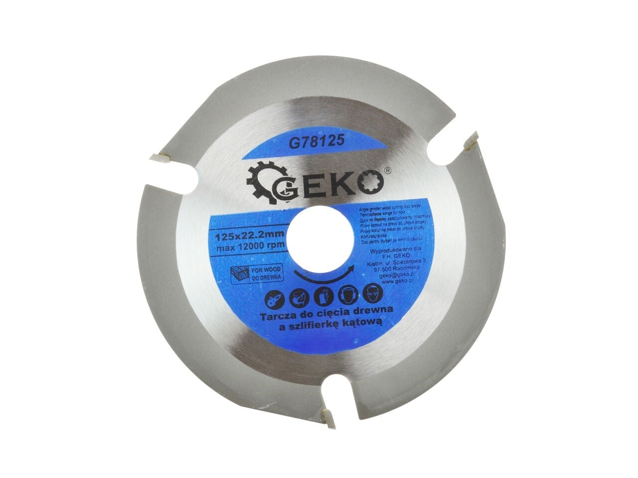 Disc de taiere lemn pentru polizor unghiular 125x22,23mm, Geko G78125