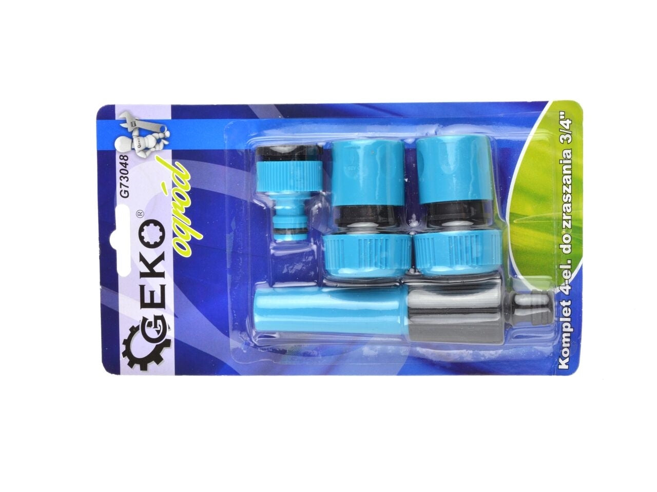 Kit irigare de gradina, furtun CLASS BLACK 3/4" 30m + accesorii, 4 piese, 3/4", Geko Blue Line