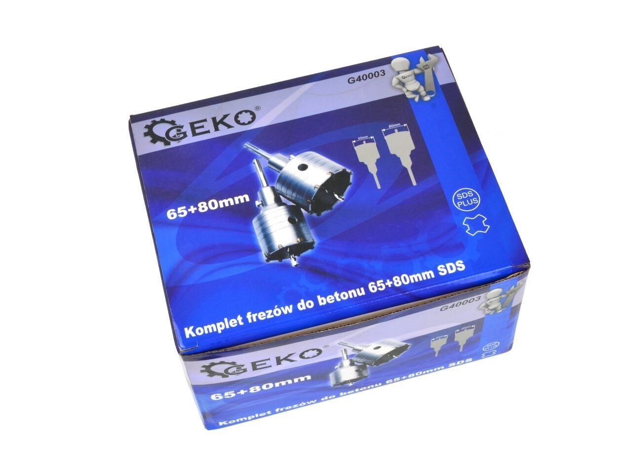 Set 2 carote diamantate pentru beton 65 + 80mm SDS, Geko G40003