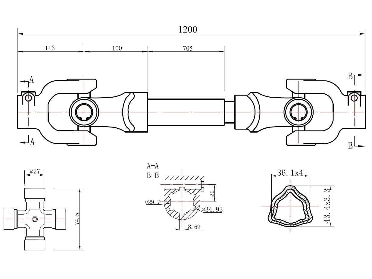 Cardan/Arbore de transmisie 120cm, Geko G72302